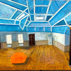 B. Lemkės autorinis paveikslas „Marcinkonių stoties galerija“
